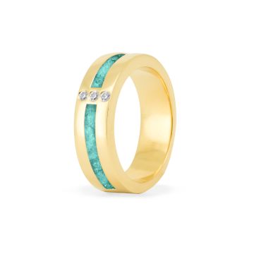 Double Groove 3 Gems Ring